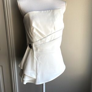 White House Black Market Women’s Ecru Sleeveless Corset Top Sz 12